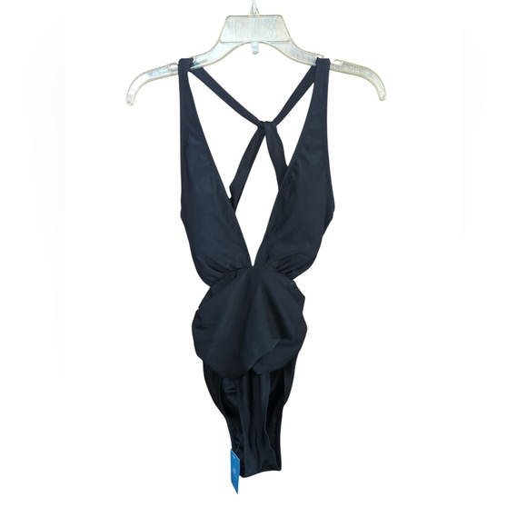 Cupshe x JoJo Fletcher Black One Piece Swimsuit V Neck Size M New With Tags. - Picture 3 of 6